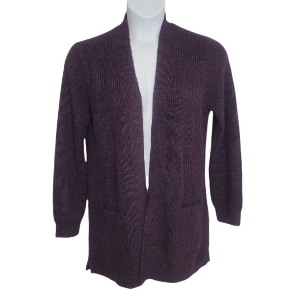 NEW APT 9 cardigan midnight grape burgundy eyelash cozy L